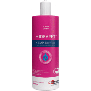 Frasco rosa de Hidrapet Xampu 500ml da Agener União para cães e gatos com pele seca.