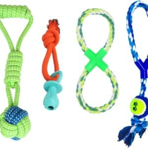 Kit com 4 unidades de Brinquedo Pet Corda Mordedor Resistente em cores sortidas para cães