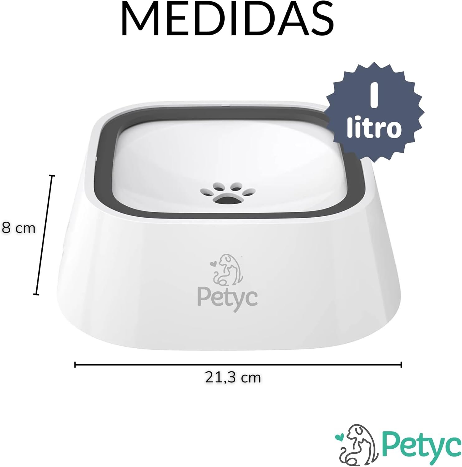 Bebedouro de Água Automático Petyc 3 litros branco para cães e gatos