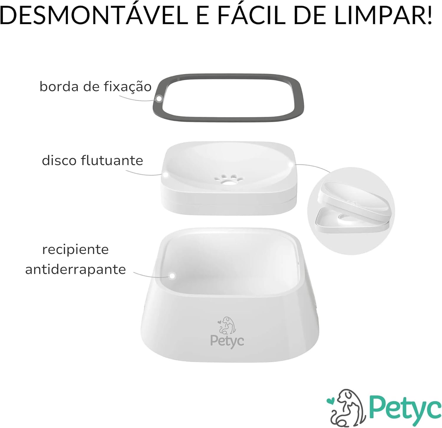 Bebedouro de Água Automático Petyc 3 litros branco para cães e gatos