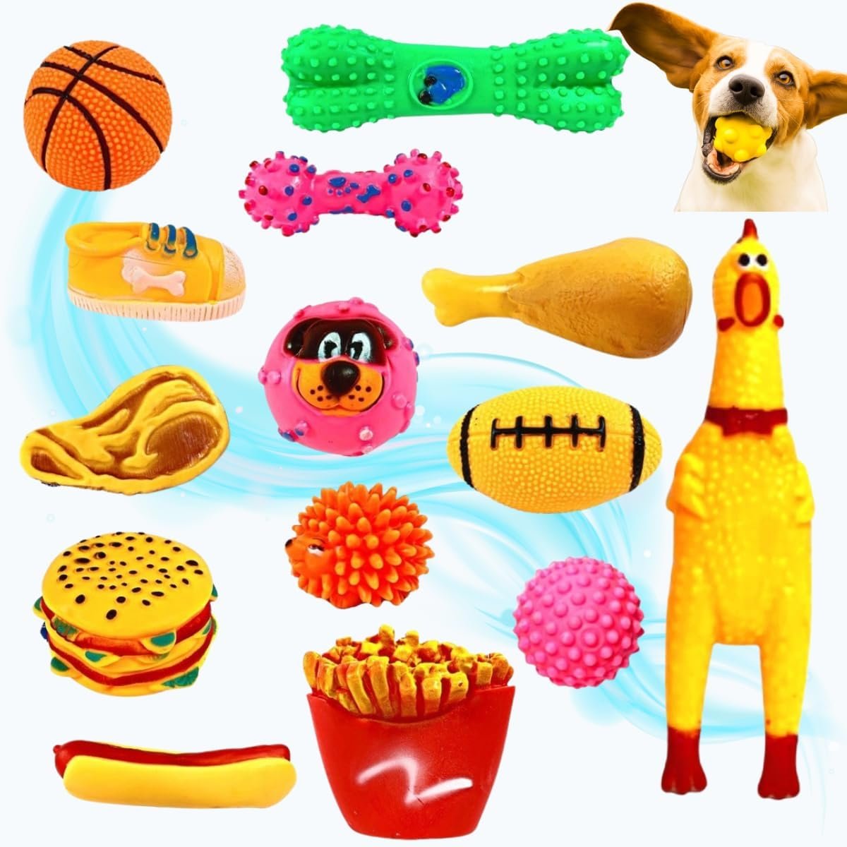 Kit de Brinquedos para Cachorro Petyc com 10 unidades coloridas.