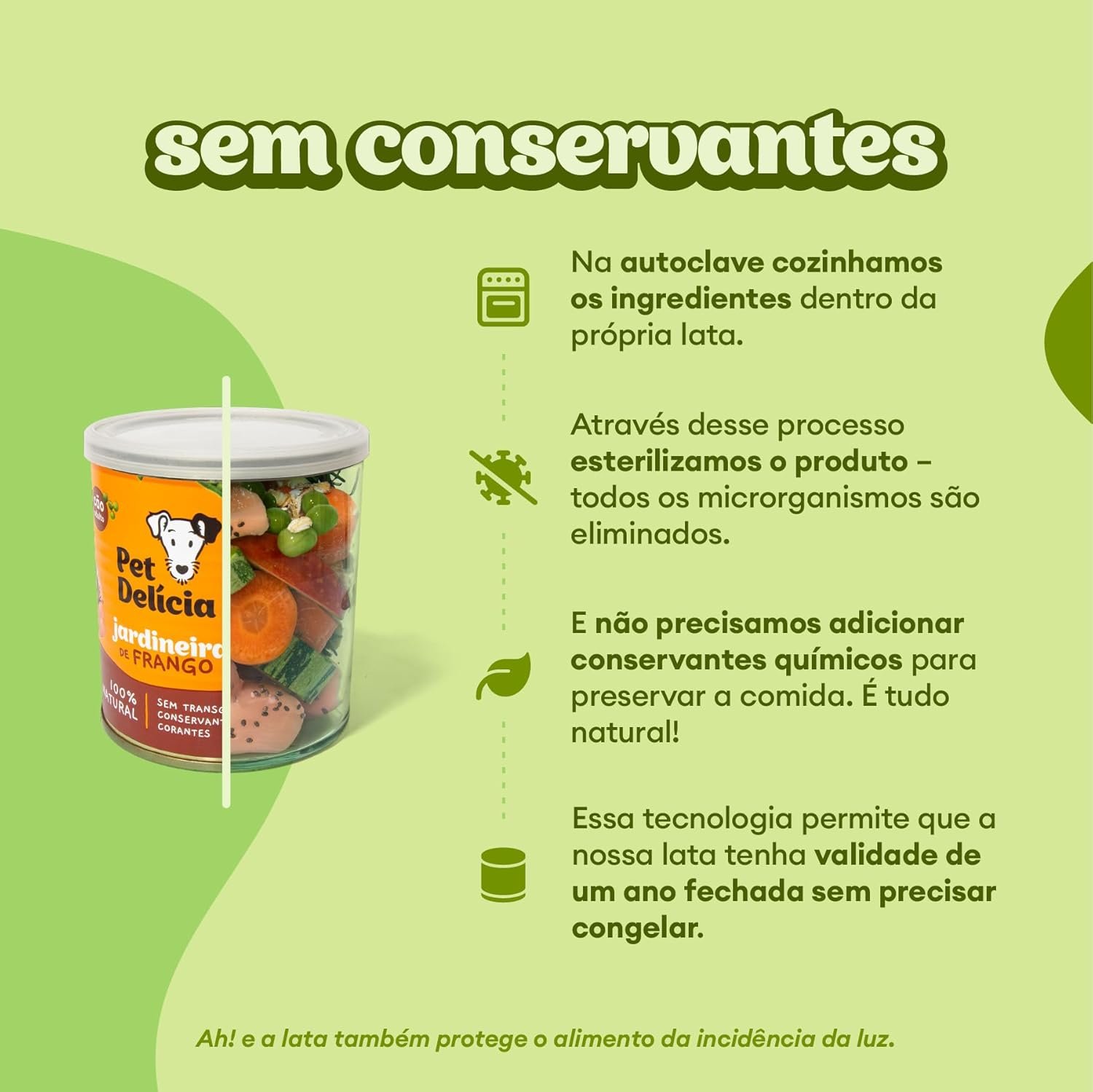 Lata de Ração Úmida Pet Delícia sabor Casserole de Carne para cães adultos.