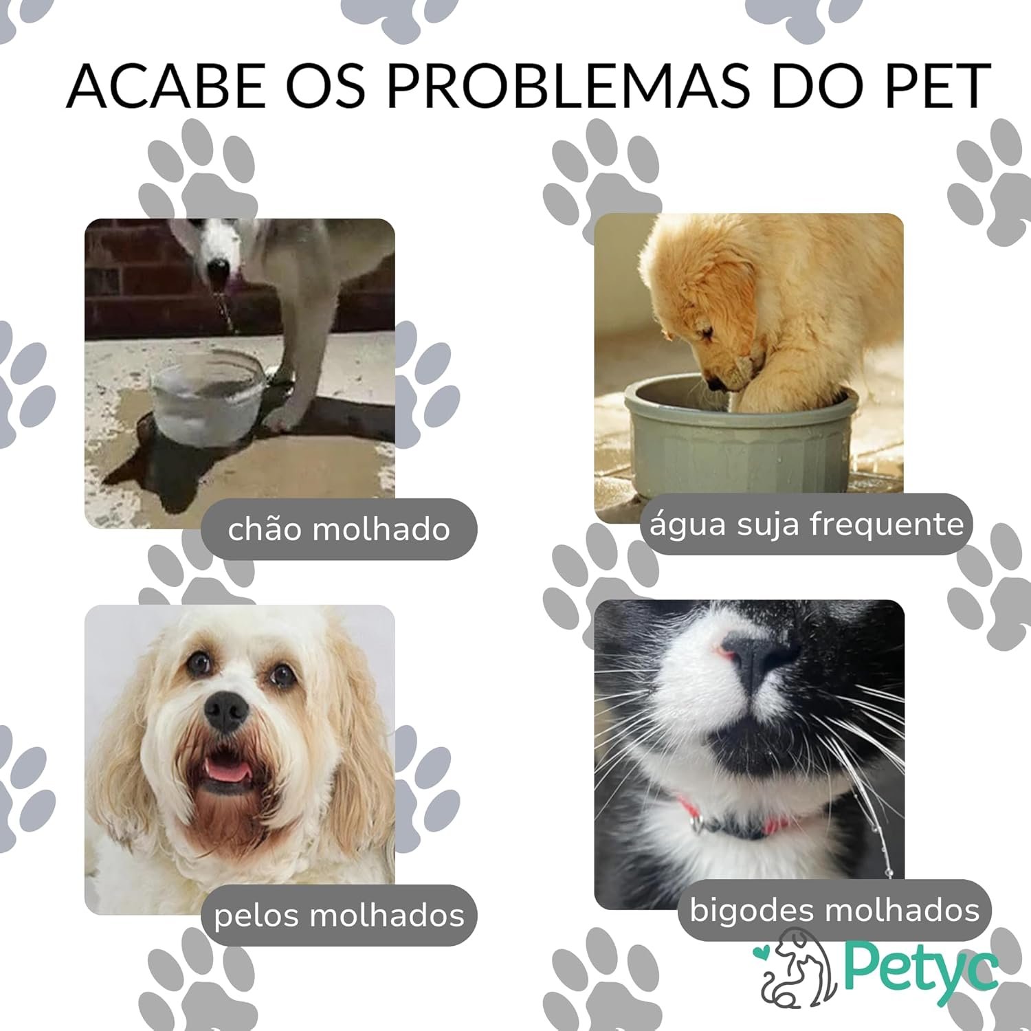 Bebedouro de Água Automático Petyc 3 litros branco para cães e gatos