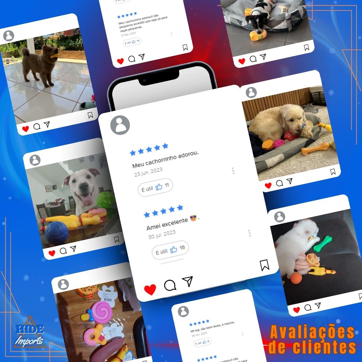 Kit de Brinquedos para Cachorro Petyc com 10 unidades coloridas.