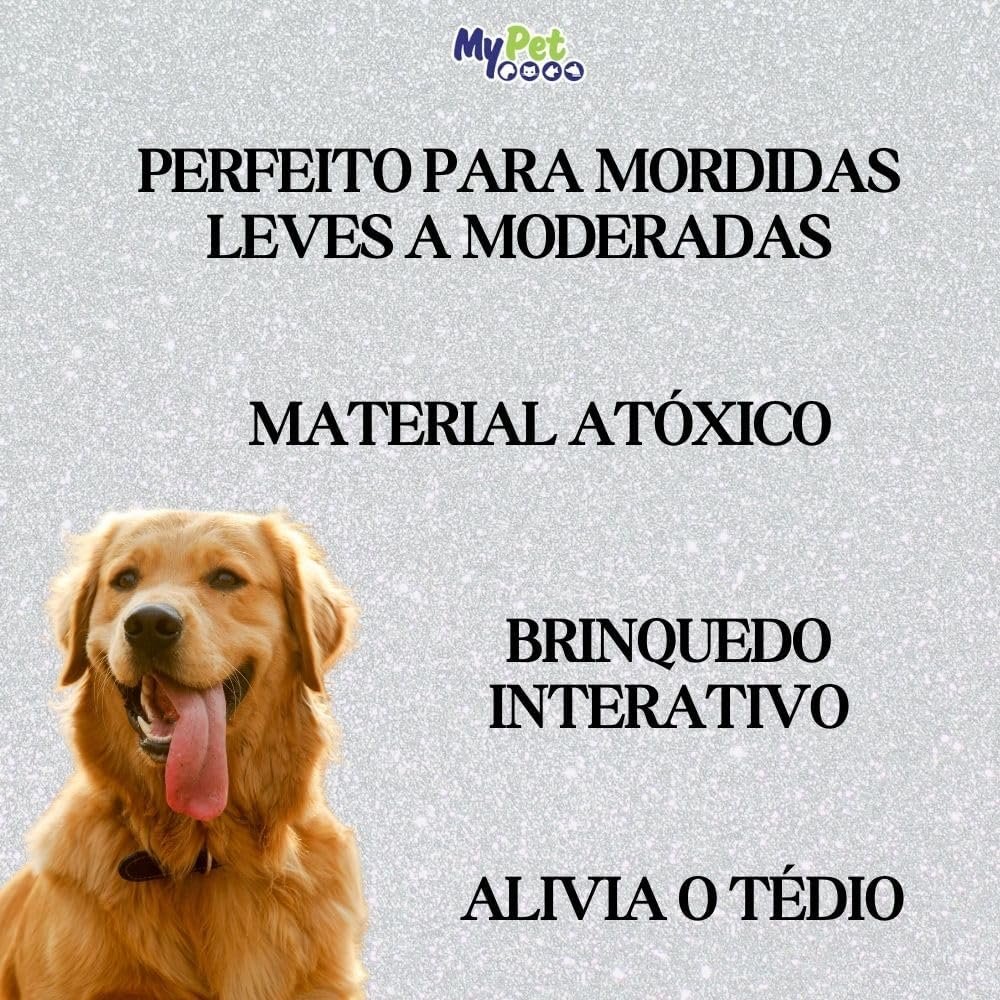 Brinquedo Mordedor de Borracha em formato de osso vermelho com cordas nas pontas para cães.