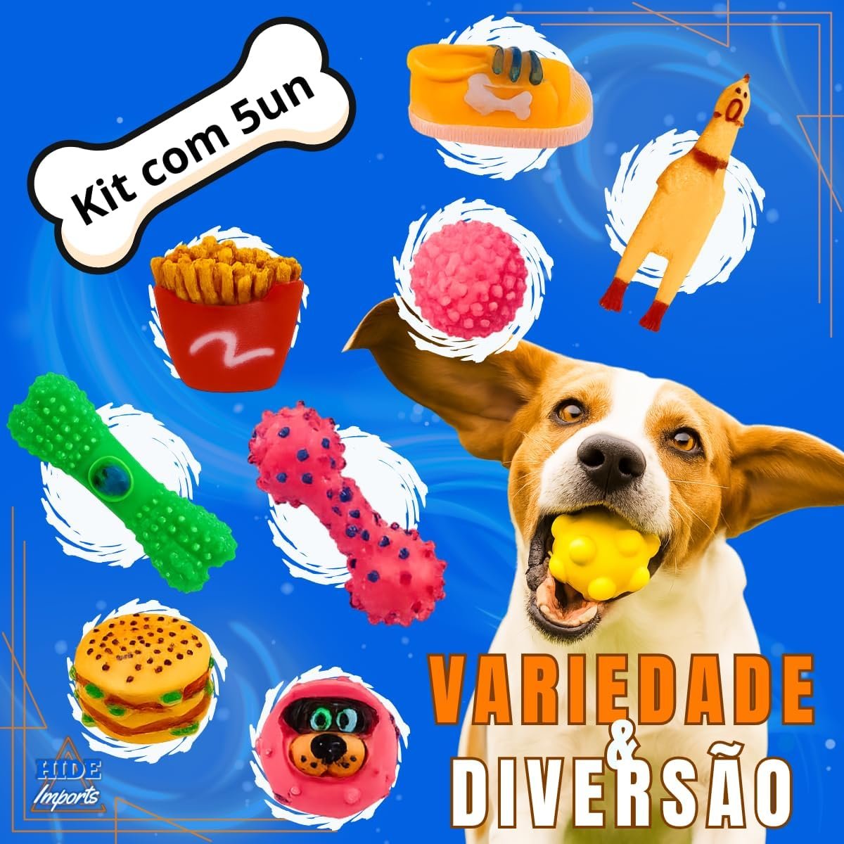 Kit de Brinquedos para Cachorro Petyc com 10 unidades coloridas.