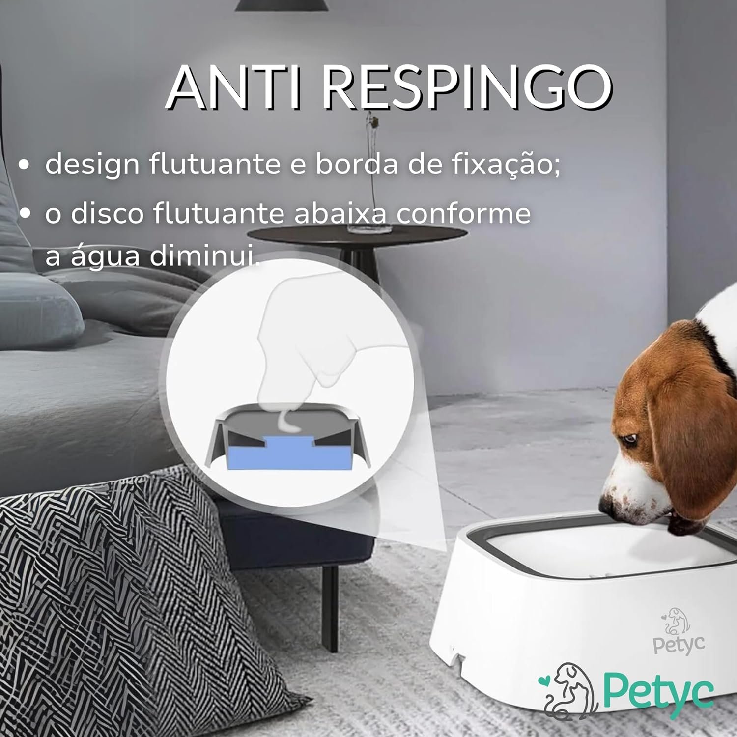 Bebedouro de Água Automático Petyc 3 litros branco para cães e gatos